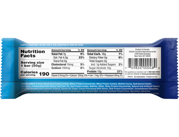 Sundae Cone Protein Bar Nutrition Facts Panel