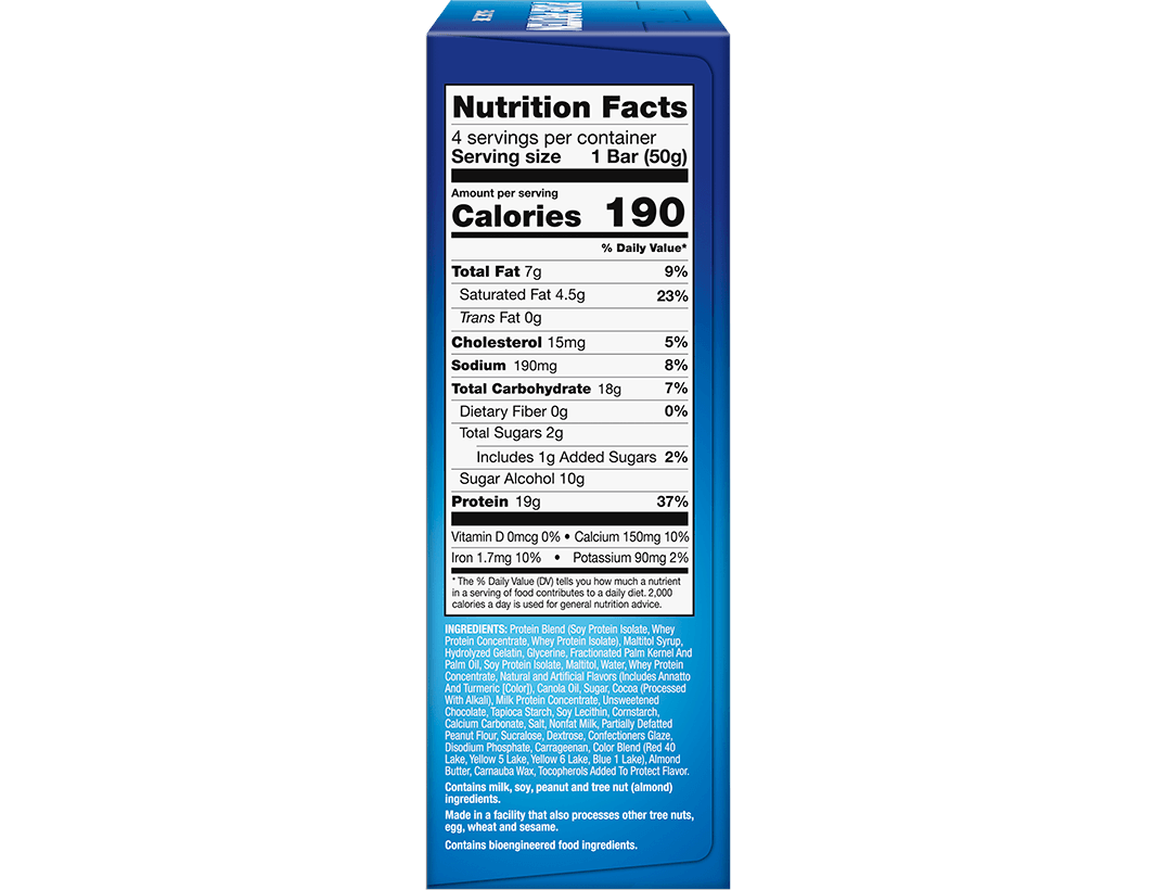 Sundae Cone Protein Bar Box with Nutrition Facts Panel 